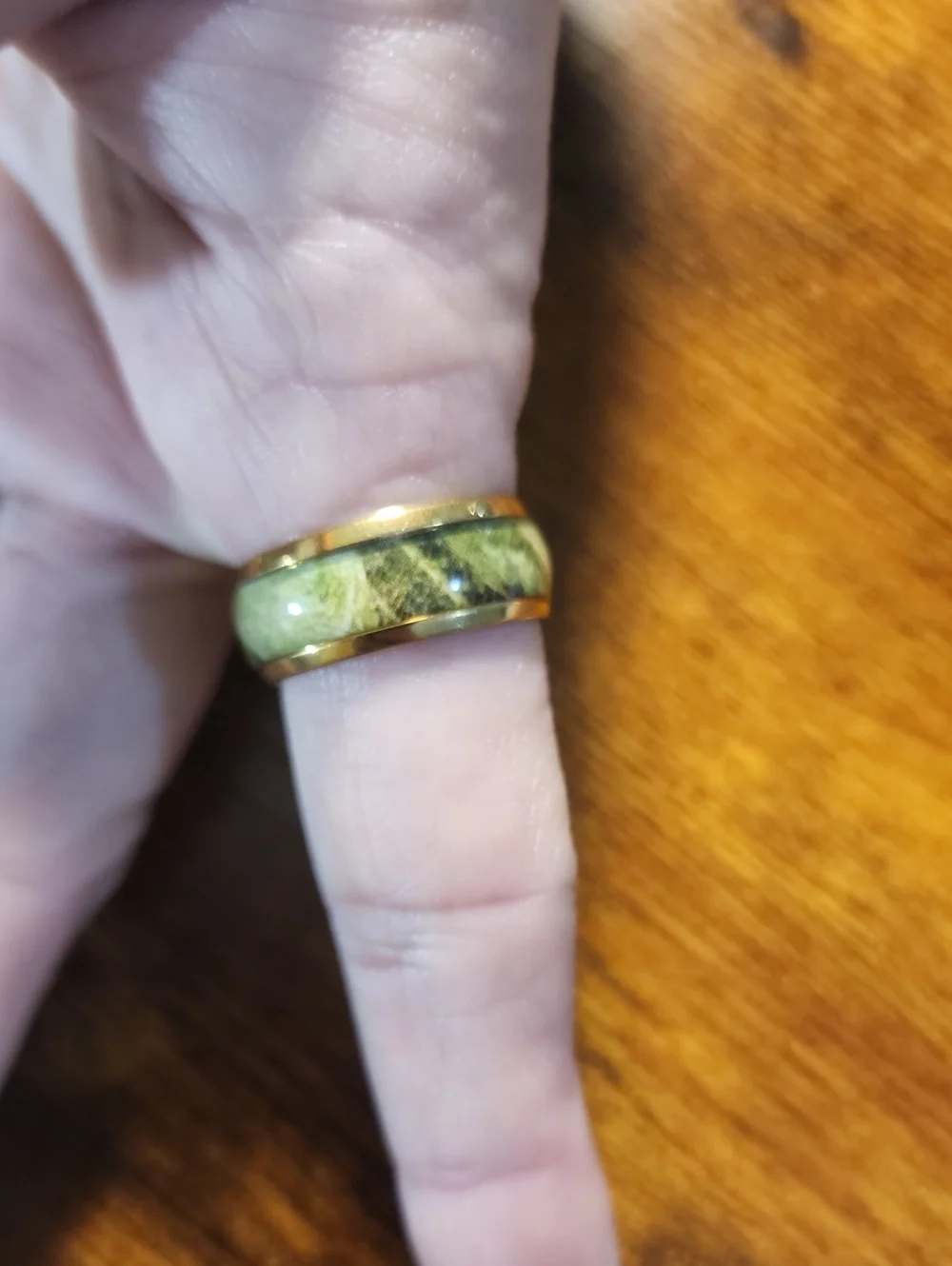 8mm Parrot Green Stainless Steel Dome Ring, Elegant And Versatile For Everyday